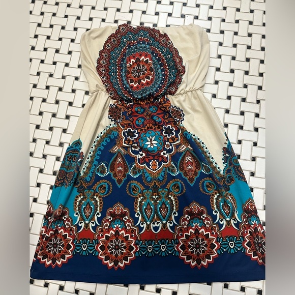 BONGO Dresses & Skirts - BONGO Blue Strapless Sundress Resort Wear